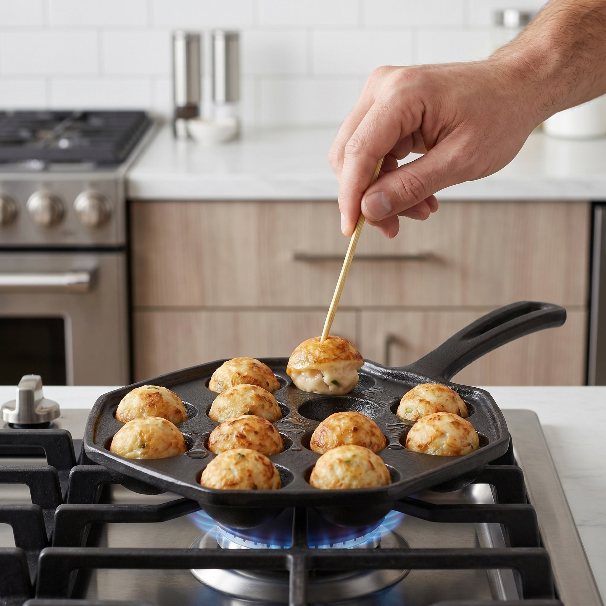 Takoyaki Grill Plate - 12 Formen Takoyaki-Pfanne Gusseisen Antihaft-Backblech Oktopus-Maker