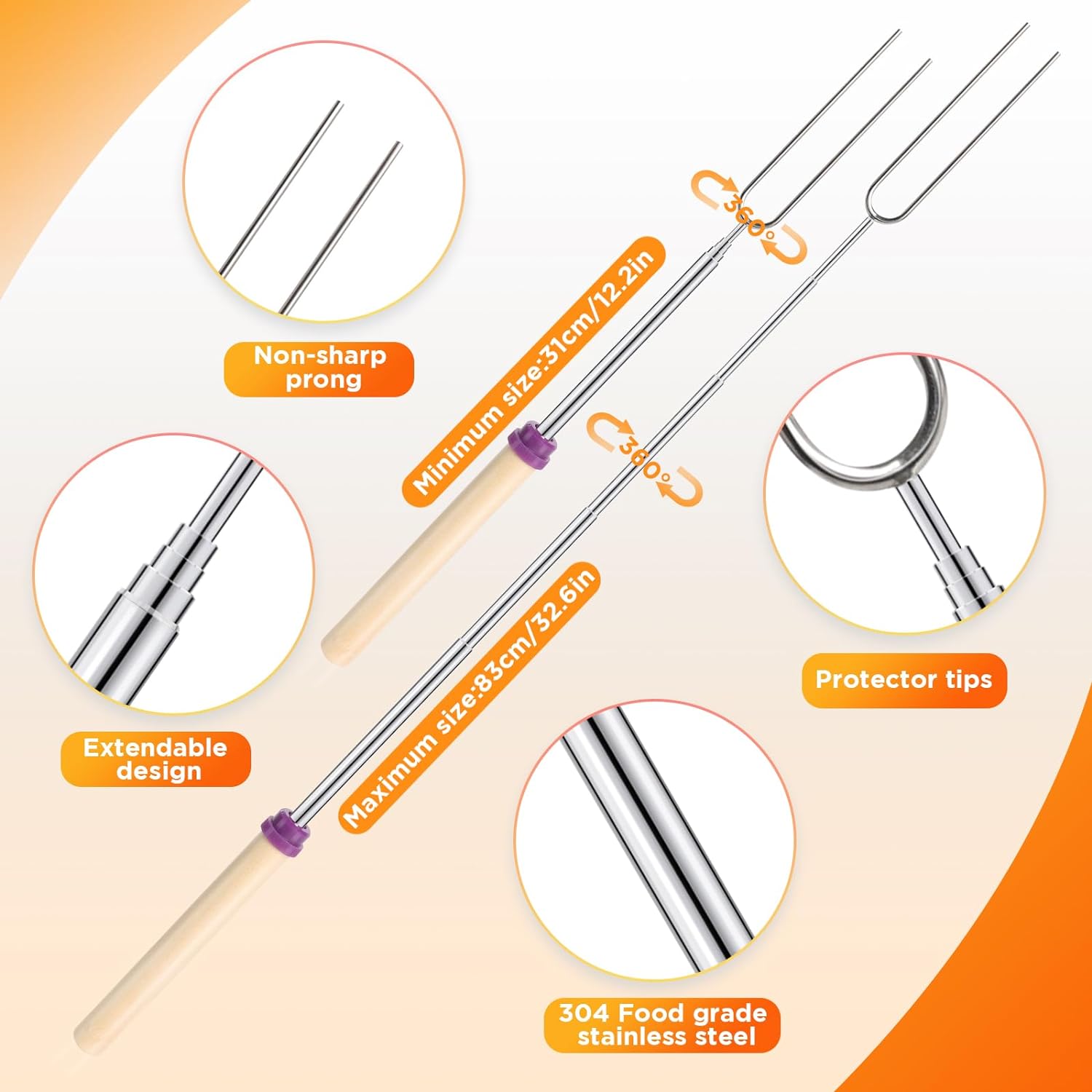 6 Stück Edelstahl Teleskop Gri – Corn Dog Stick Bewertung und Preis
